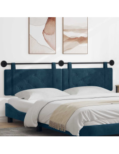 Testata appesa Montaggio a parete Blu 210 x 55 x 5 cm Velluto