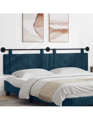 Testata appesa Montaggio a parete Blu 210 x 55 x 5 cm Velluto