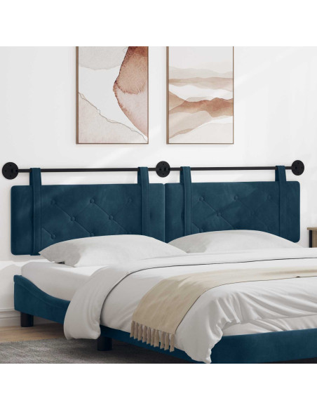 Testata appesa Montaggio a parete Blu 210 x 55 x 5 cm Velluto