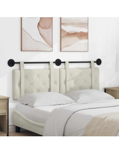 Testata appesa Montaggio a parete Crema 130 x 55 x 5 cm Velluto