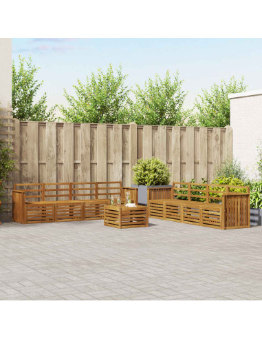 Set divani 9 pcs Naturale Legno di Acacia Massello