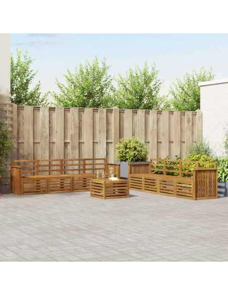 Set divani 9 pcs Naturale Legno di Acacia Massello