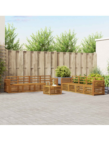 Set divani 9 pcs Naturale Legno di Acacia Massello