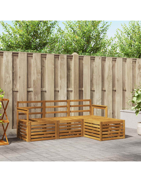 Set divani 4 pcs Naturale Legno di Acacia Massello