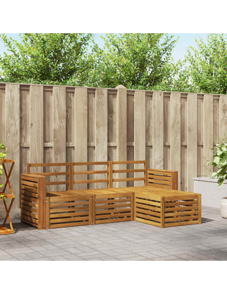 Set divani 4 pcs Naturale Legno di Acacia Massello