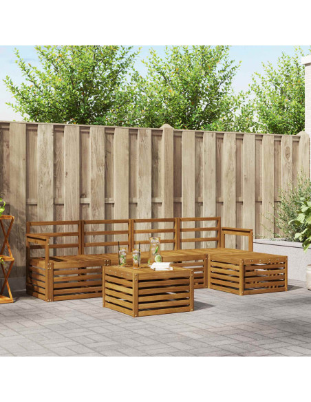 Set divani 6 pcs Naturale Legno di Acacia Massello