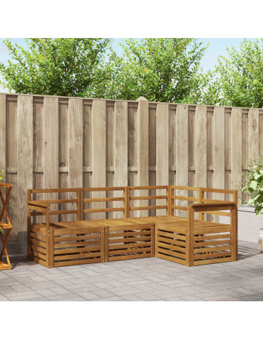 Set divani 4 pcs Naturale Legno di Acacia Massello