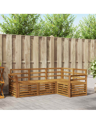 Set divani 4 pcs Naturale Legno di Acacia Massello