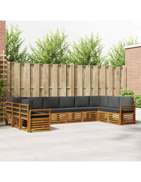 Set divani 10 pcs Naturale e Antracite Legno di Acacia Massello