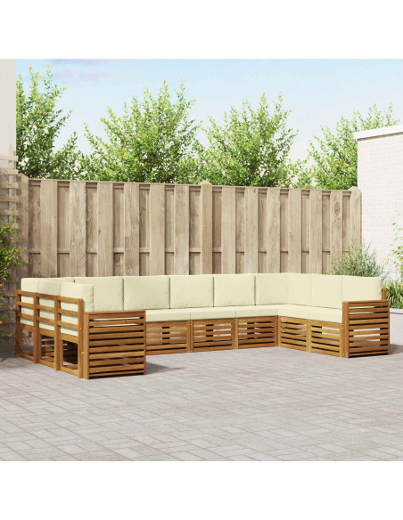 Set divani 10 pcs Naturale e Crema Legno di Acacia Massello