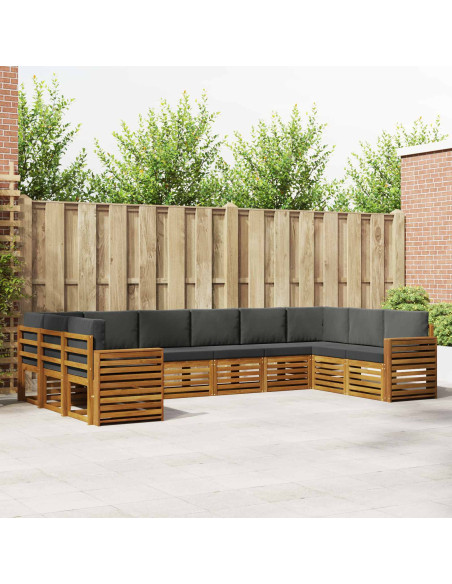 Set divani 10 pcs Naturale e Antracite Legno di Acacia Massello