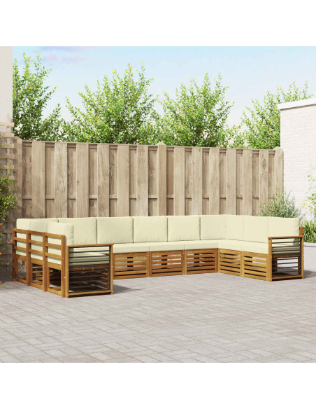 Set divani 10 pcs Naturale e Crema Legno di Acacia Massello