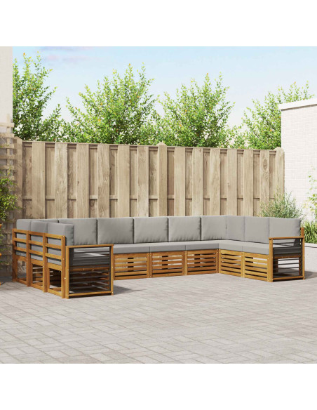 Set divani con cuscino 10 pcs Grigio Naturale e Chiaro