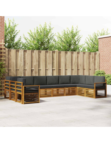 Set divani 10 pcs Naturale e Antracite Legno di Acacia Massello