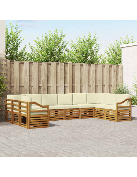 Set divani 10 pcs Naturale e Crema Legno di Acacia Massello