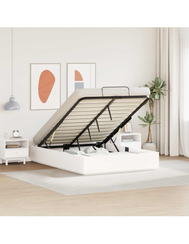 Letto ottomano Bianco 140 x 200 cm Legno di pino massiccio