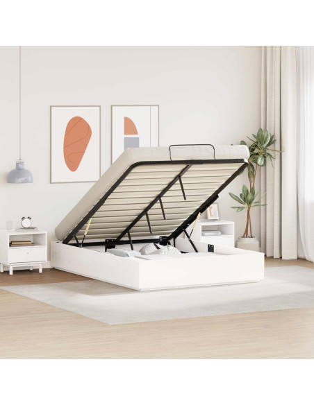 Letto ottomano Bianco 140 x 200 cm Legno di pino massiccio