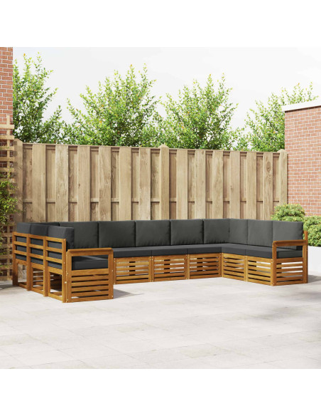 Set divani 10 pcs Naturale e Antracite Legno di Acacia Massello