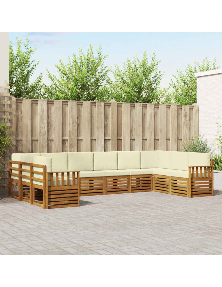 Set divani 10 pcs Naturale e Crema Legno di Acacia Massello