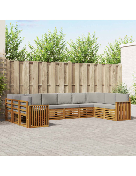 Set divani con cuscino 10 pcs Grigio Naturale e Chiaro