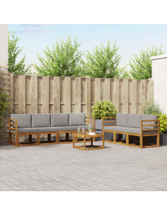 Set di divani con cuscino 8 pcs Grigio Naturale e Chiaro