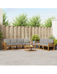 Set di divani con cuscino 8 pcs Grigio Naturale e Chiaro