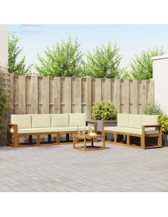 Set di divani con cuscino 8 pcs Naturale e Crema