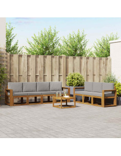Set di divani con cuscino 8 pcs Grigio Naturale e Chiaro