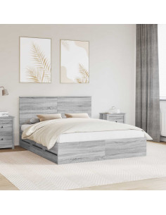 Struttura del letto con testiera Grigio Sonoma 160 x 200 cm