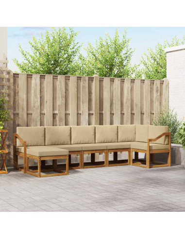 Set di divani con cuscino 7 pcs Naturale e Beige