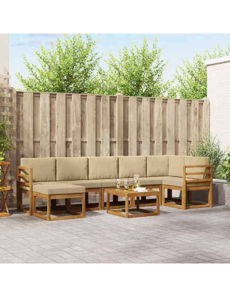 Set di divani con cuscino 8 pcs Naturale e Beige