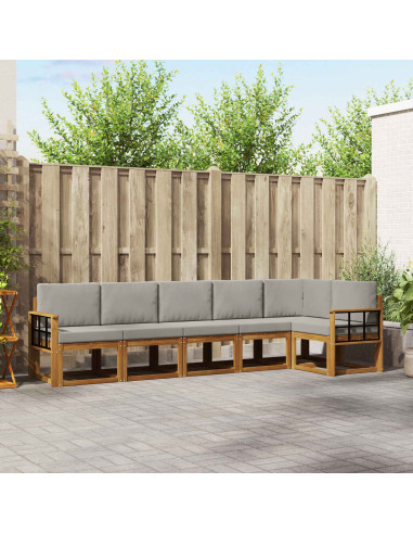 Set di divani con cuscino 6 pcs Grigio Naturale e Chiaro