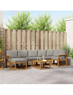 Set di divani con cuscino 8 pcs Grigio Naturale e Chiaro