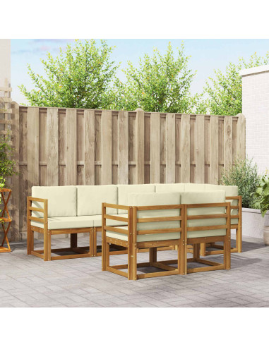 Set di divani con cuscino 7 pcs Naturale e Crema