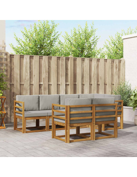 Set di divani con cuscino 7 pcs Grigio Naturale e Chiaro