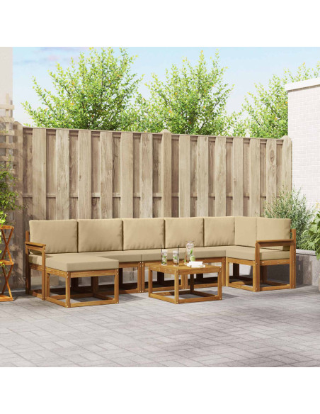 Set di divani con cuscino 8 pcs Naturale e Beige