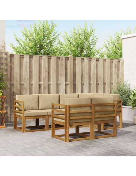 Set di divani con cuscino 7 pcs Naturale e Beige