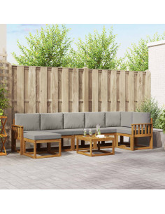 Set di divani con cuscino 8 pcs Grigio Naturale e Chiaro