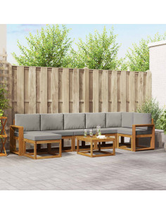 Set di divani con cuscino 8 pcs Grigio Naturale e Chiaro