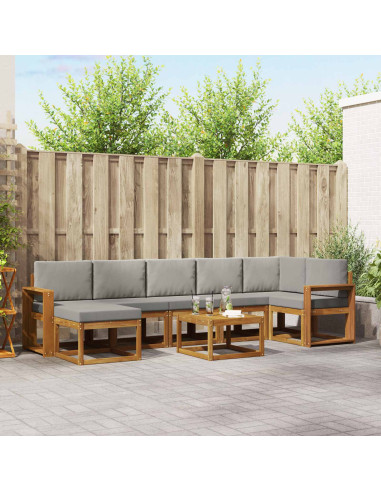 Set di divani con cuscino 8 pcs Grigio Naturale e Chiaro
