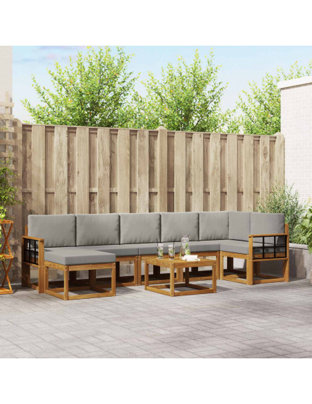 Set di divani con cuscino 8 pcs Grigio Naturale e Chiaro