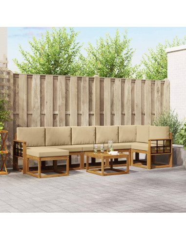 Set di divani con cuscino 8 pcs Naturale e Beige