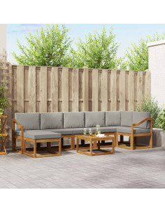 Set di divani con cuscino 8 pcs Grigio Naturale e Chiaro