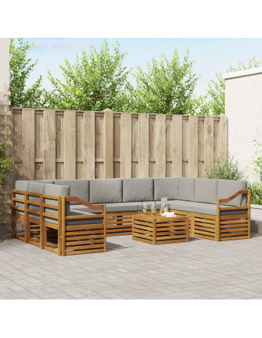 Set divani con cuscino 10 pcs Grigio Naturale e Chiaro