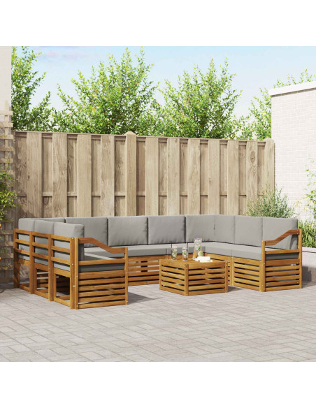 Set divani con cuscino 10 pcs Grigio Naturale e Chiaro