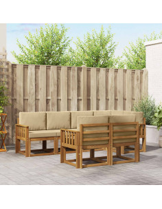 Set di divani con cuscino 7 pcs Naturale e Beige