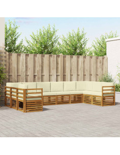Set divani 10 pcs Naturale e Crema Legno di Acacia Massello