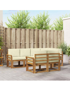 Set di divani con cuscino 7 pcs Naturale e Crema