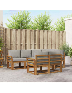 Set di divani con cuscino 7 pcs Grigio Naturale e Chiaro