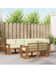 Set di divani con cuscino 7 pcs Naturale e Crema